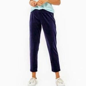 Lilly Pulitzer Jessabelle Velour Pant In True Navy Medium